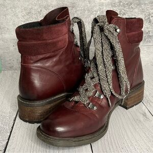 Sam Edelman, 9.5, Darrah Lace Up Ankle / Combat / Moto Boots, Burgundy